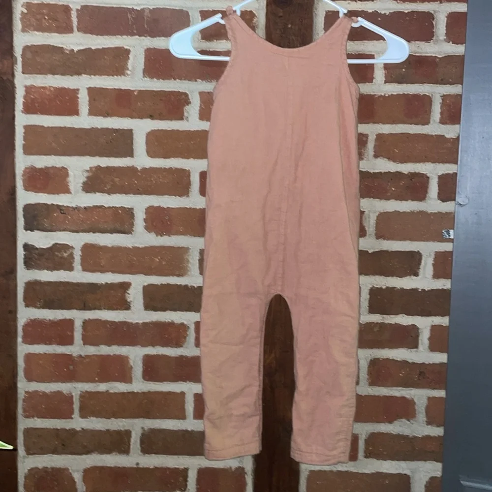 Hanna Andersson Light Pink/tan Gauze Romper 3T Buttons Boho Snaps